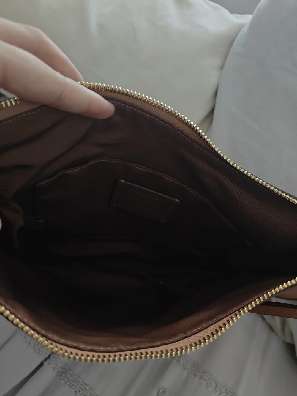 Coach Pebble Leather Crossbody Bag in Saddle Brown